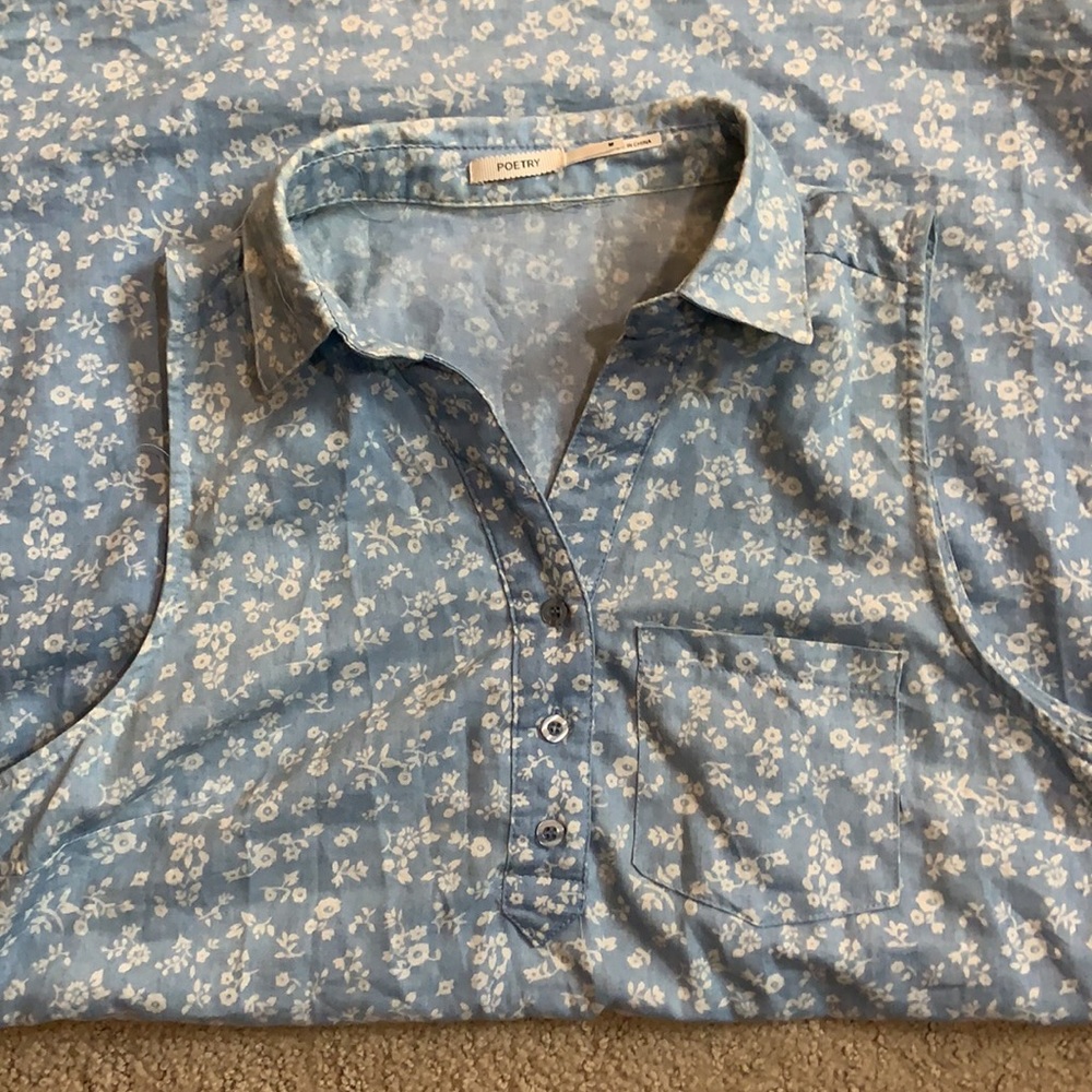 Button-Up Sky Blue Floral Dress
